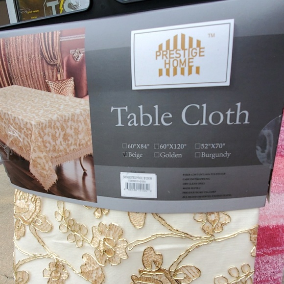 Prestige Heavyweight Fancy Tablecloth Beige 60x120 - Picture 3 of 4